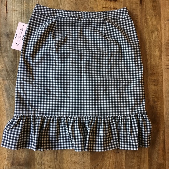 Nanette Lepore Black Gingham Frill Skirt NWT - Picture 5 of 6